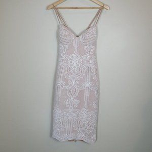 SHEIKE lunar lace dress Sze 12 white cocktail midi RRP $219 embroidery worn once